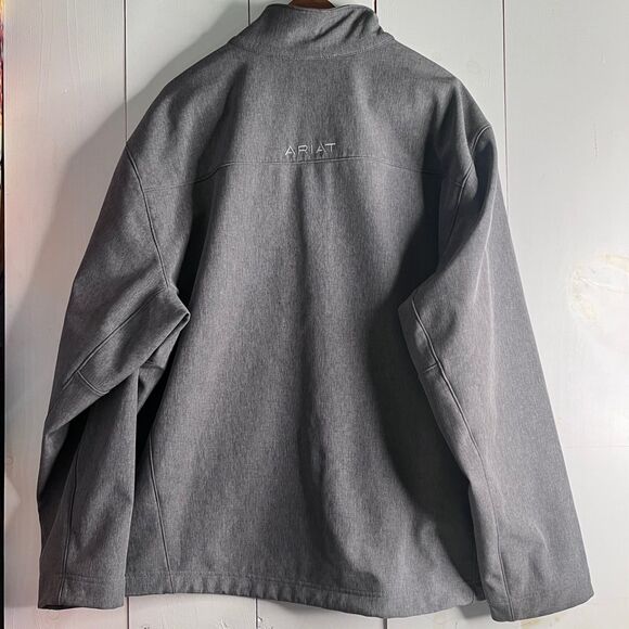 Ariat Men’s XXL Gray Soft Shell Jacket Wind Water Resistant Full Zip Stretch - Picture 3 of 13